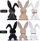3PCs Easter Bunny Decor, Wooden Easter Bunnies Cutouts with Pompom Tail & Hemp Bow